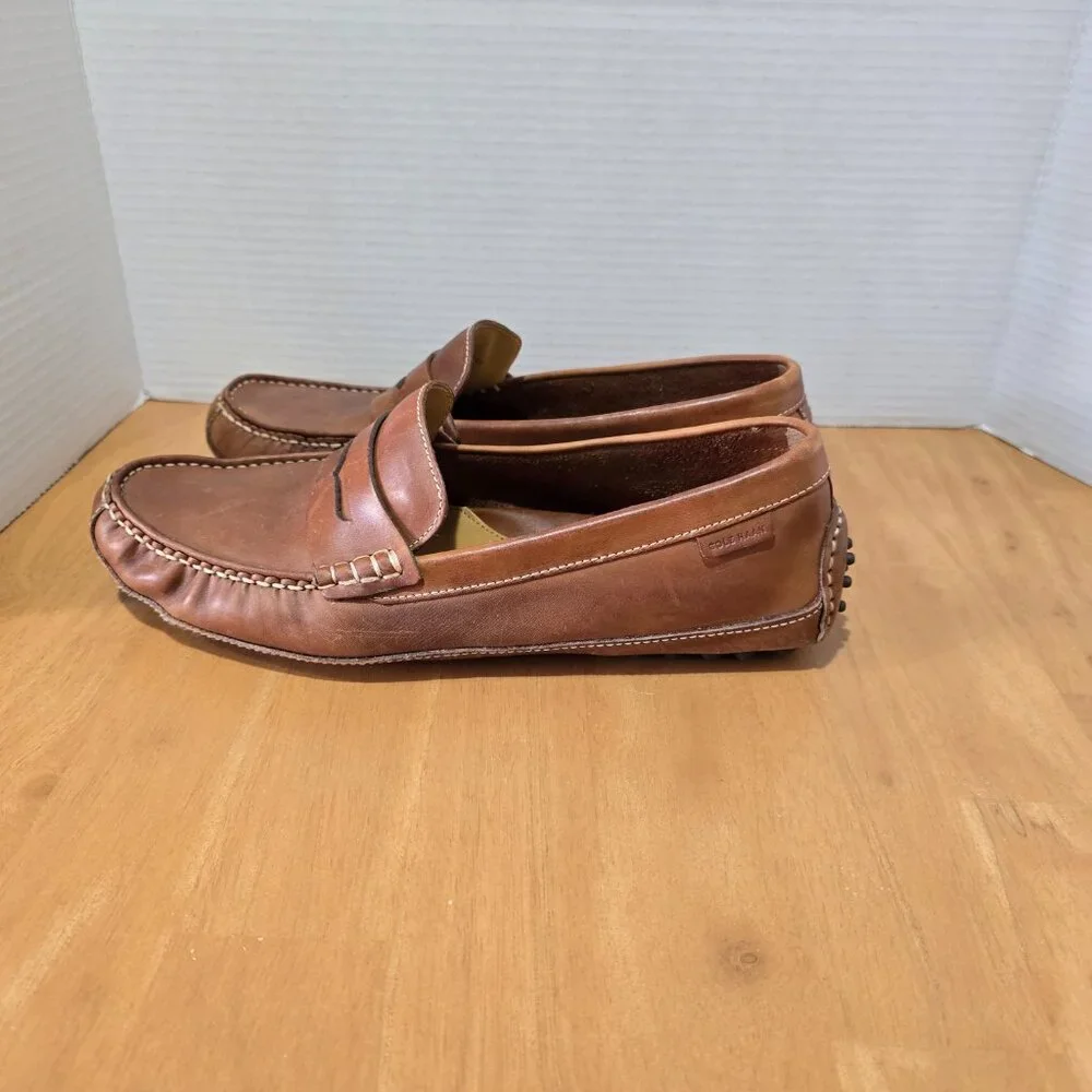 Cole Haan Men's Grant Canoe Leather Penny Driving Loafers C12134 Brown Size 10.5